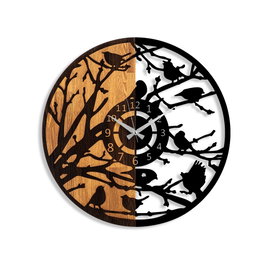 Wallity Reloj de pared decorativo de madera Nogal y Negro